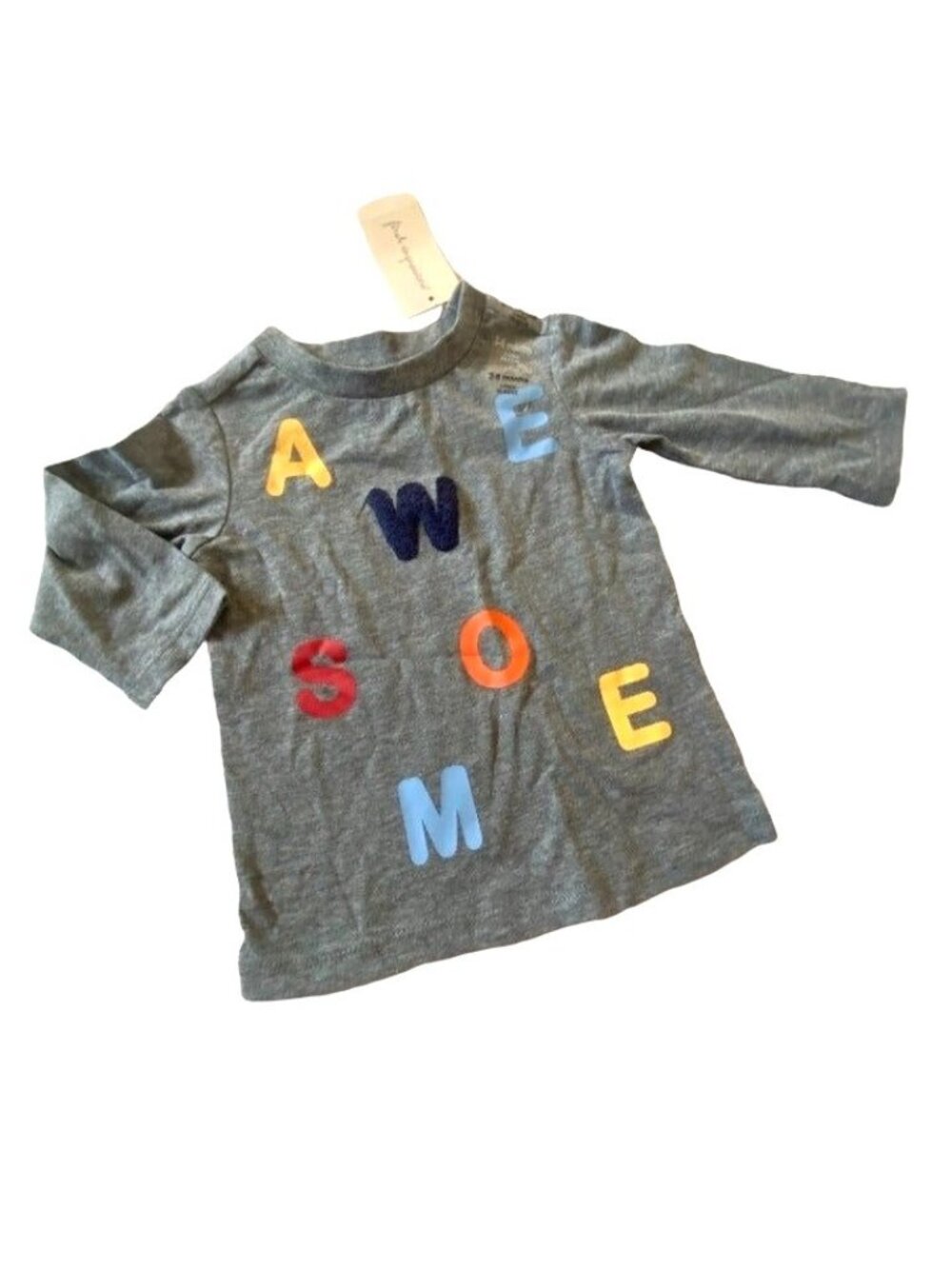 First Impressions Infant Soft Long Sleeve T-shirt-Gray-Size 3-6 Months-NWT
